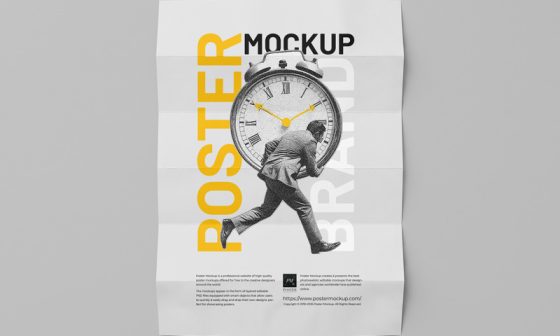 Realistic brand advertising poster mockup template, blank and ready for graphic designers to insert custom visual assets and promotional designs.